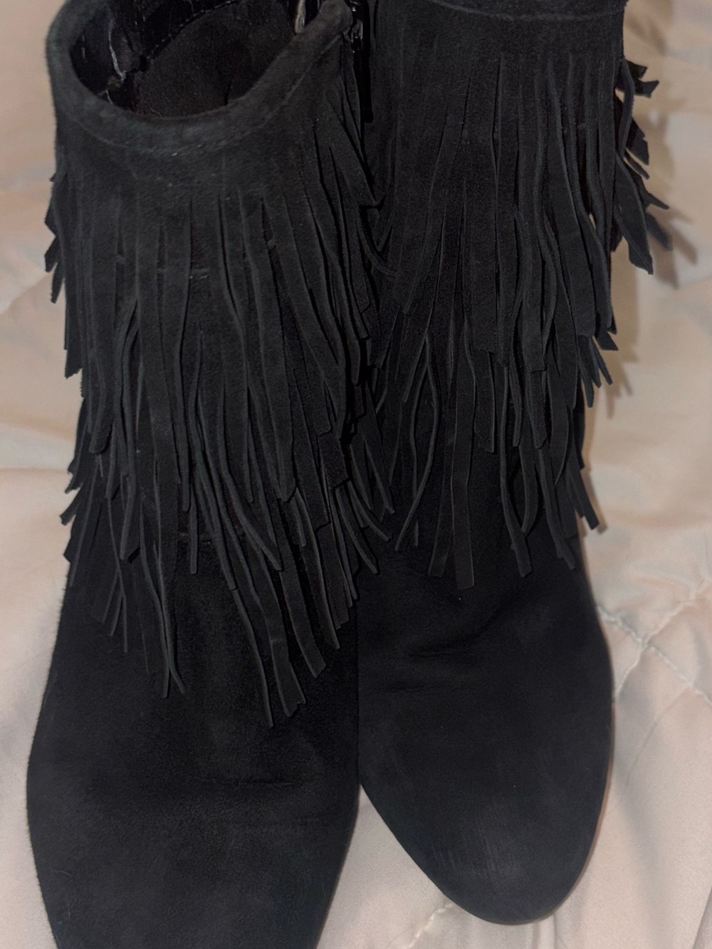 Giani Bernini Black Suede Fringe Ankle Booties
